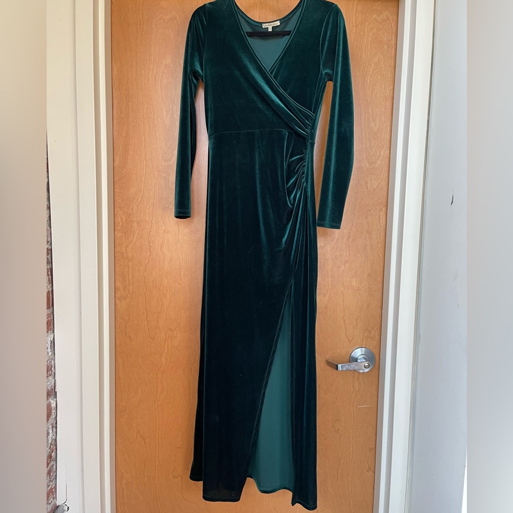 Emerald velvet maxi dress